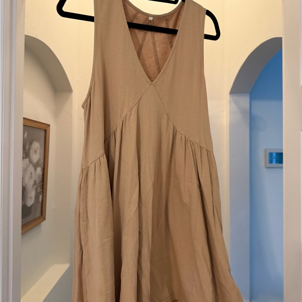 Tan Sleeveless Mini Dress